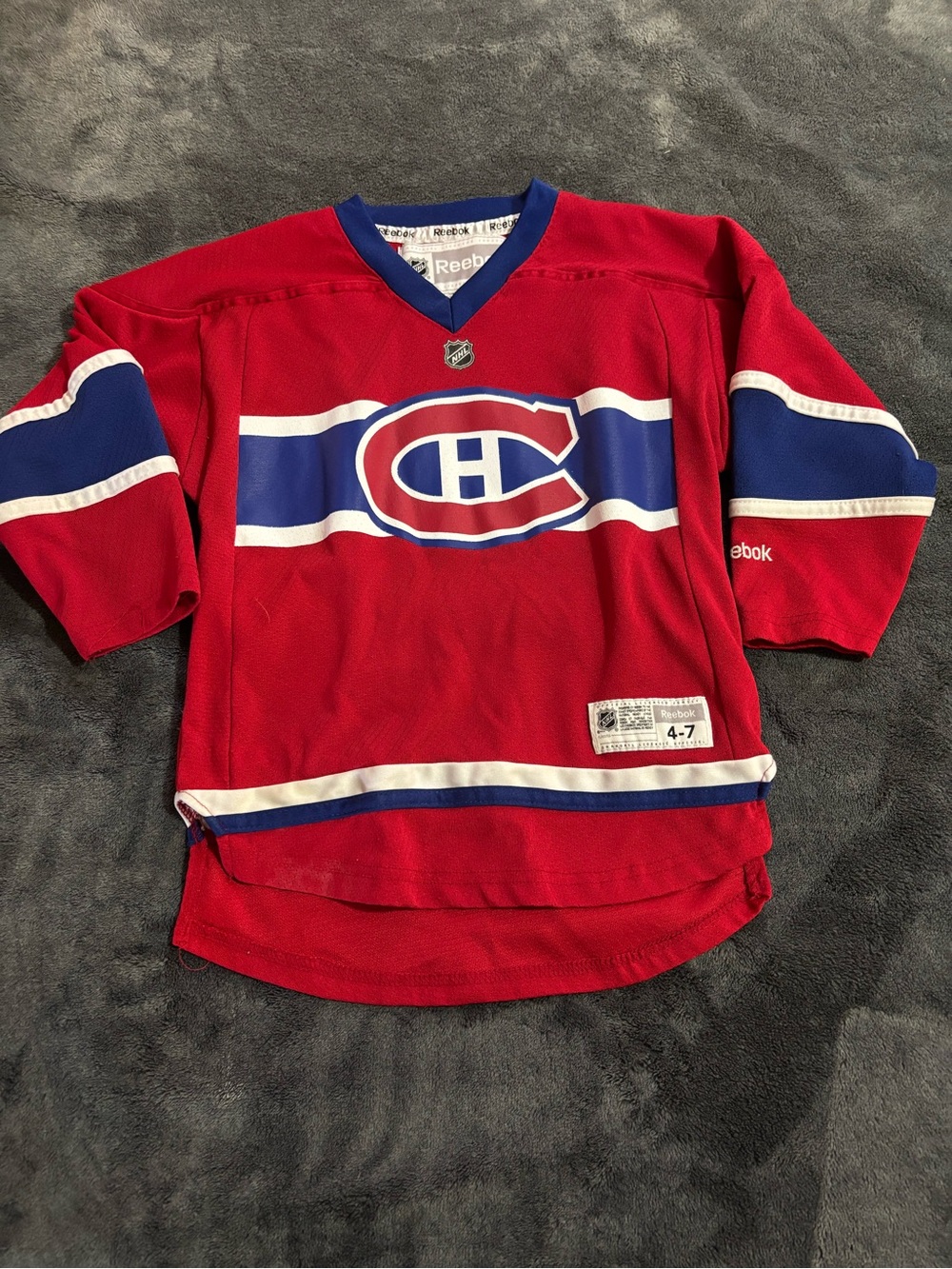 Reebok Kids Montreal Canadiens Red, Blue & White Hockey Jersey